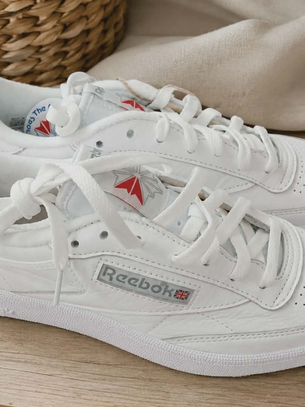 Reebok White Leather Sneakers with Red Accent